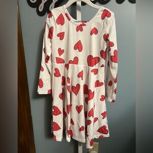 Heart Print Kids Dress Red and White NWOT Boutique